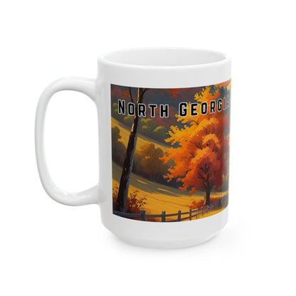 Mug with a vintage scenic design of a rural road cutting through the North Georgia Mountains in Autumn by 515Gear.com