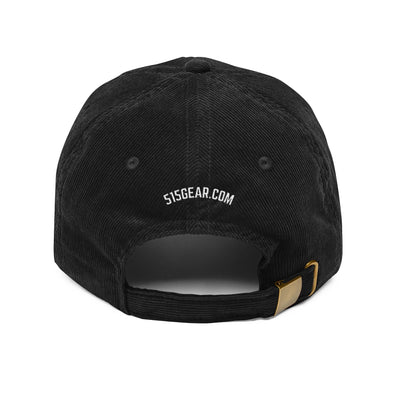 Black corduroy hat with 515Gear.com embroidered in white on the back