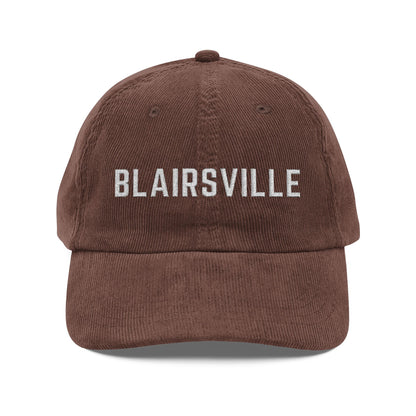 Brown corduroy hat with Blairsville embroidered in white by 515Gear.com