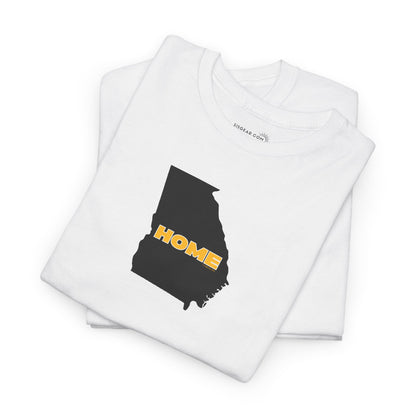 White t-shirt with State of Georgia graphic and text 'HOME' in school colors