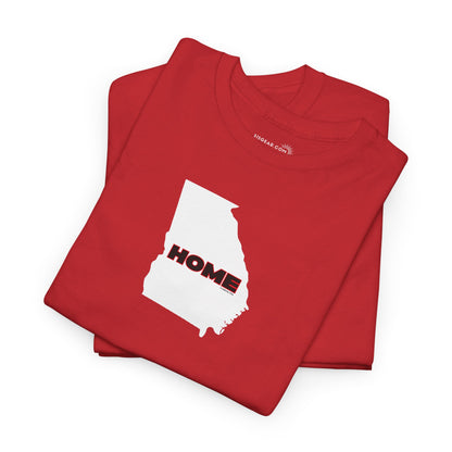 Folded red unisex short-sleeve Georgia pride tee in school colors; State of Georgia graphic with text 'HOME'