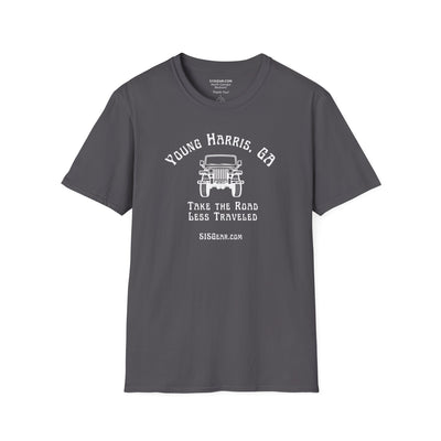 Unisex Adult T-shirt, cool Jeep Graphic, by 515Gear.com | Young Harris, GA | Take the Road Less Traveled