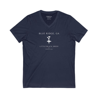 Women’s V-Neck T-shirt, Little Black Dress graphic, 515Gear.com | Blue Ridge, GA | celebrate casual wear 