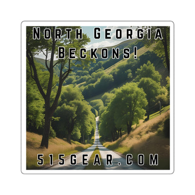 North Georgia Beckons! Square Sticker — Scenic Summer Mountain Travel Decal