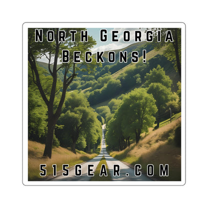 North Georgia Beckons! Square Sticker — Scenic Summer Mountain Travel Decal