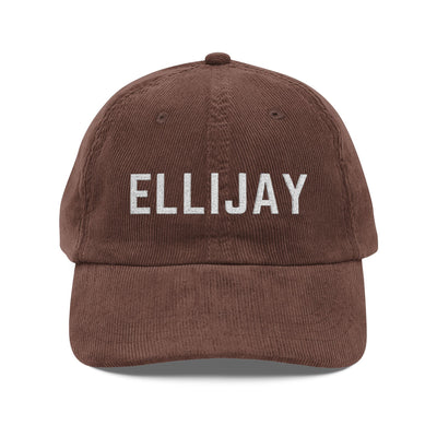 Brown corduroy hat with ELLIJAY embroidered in white by 515Gear.com