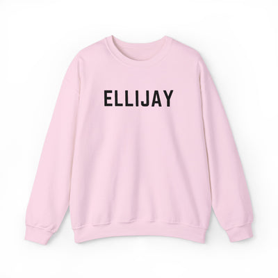 Pink sweatshirt with 'ELLIJAY' embroidered in black