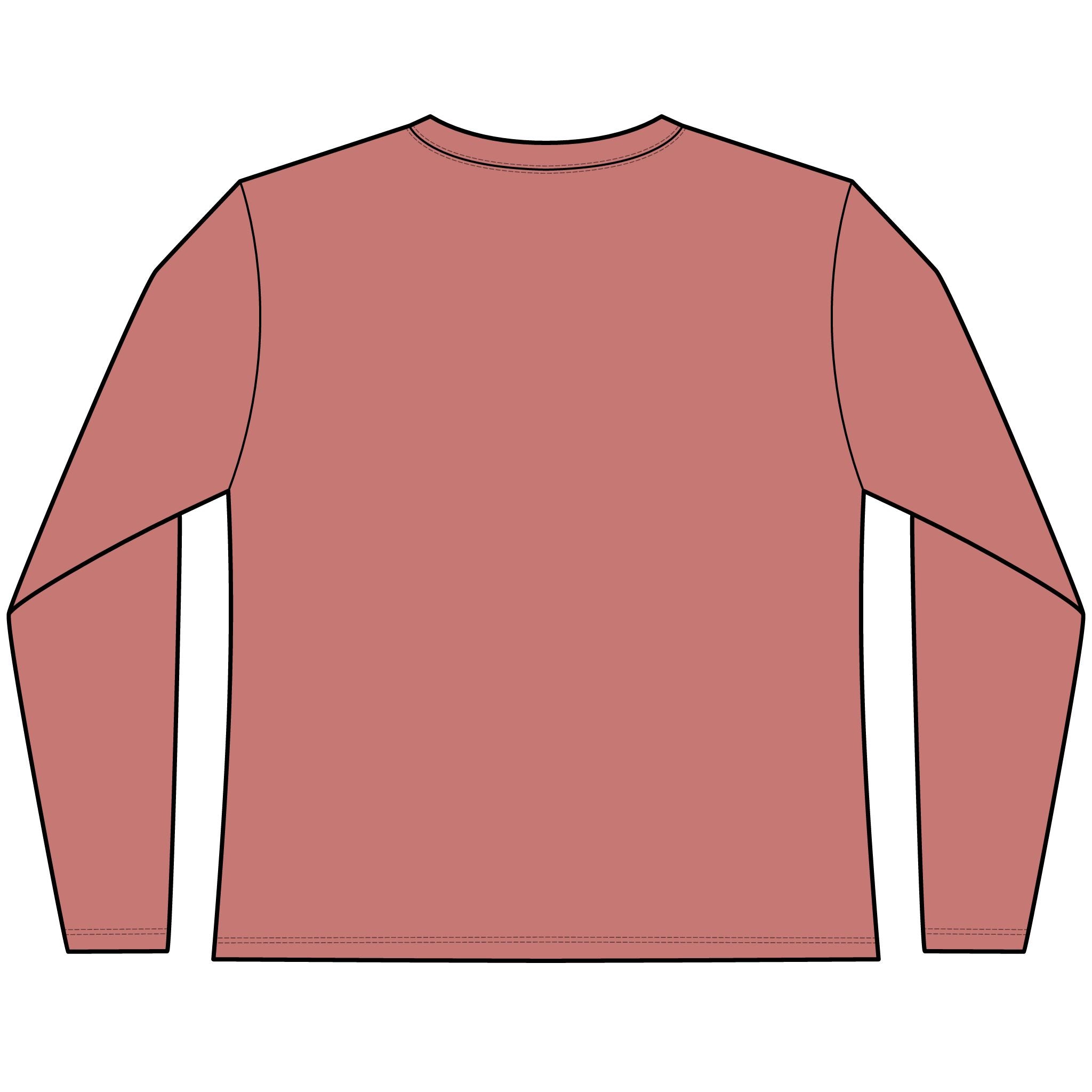 Reddish-brown long-sleeve shirt on a white background
