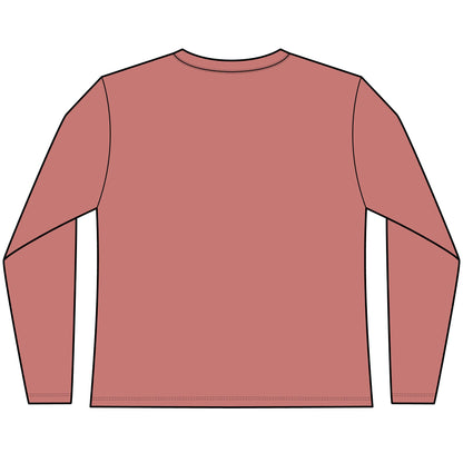 Reddish-brown long-sleeve shirt on a white background
