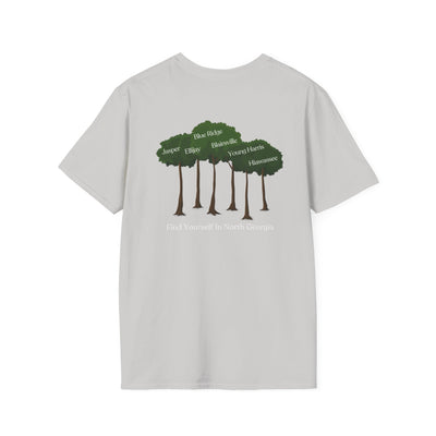 unisex adult T-shirt, Tree Graphic, by 515Gear.com, Find yourself in North Georgia!