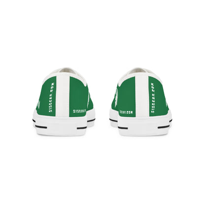 Green and white sneakers with always spartan branding
