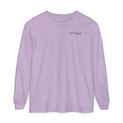 Purple unisex Comfort Colors long-sleeve shirt with text Beech Mountain - The 5506 on the front