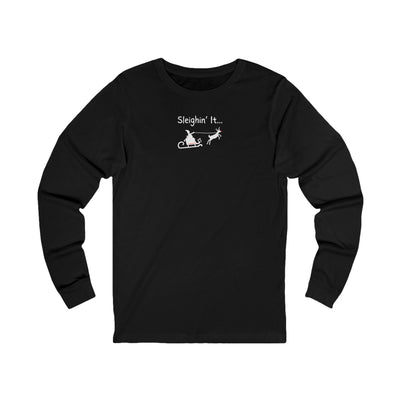 “Sleighin’ It” Santa & Rudolph Unisex Long Sleeve Tee