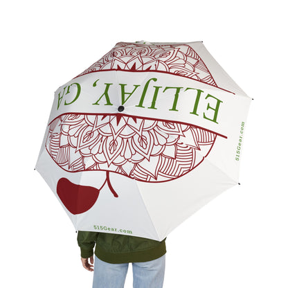 Umbrella with 'Ellijay, GA' text and decorative apple design by 515Gear.com