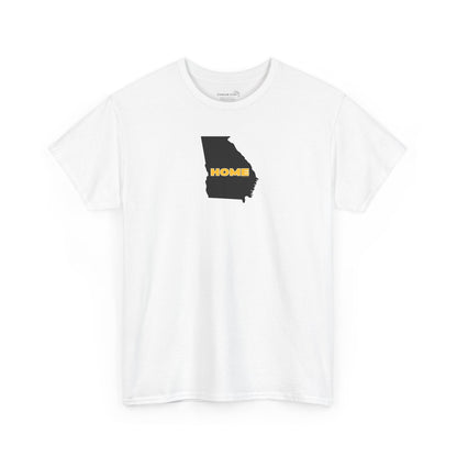 White t-shirt with State of Georgia graphic and text 'HOME' in school colors