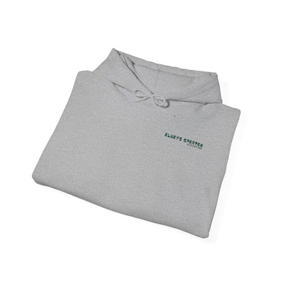 Folded gray hoodie with Alway Spartan text