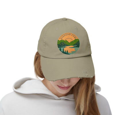 Distressed Baseball cap, 515 Gear Adventure Awaits Logo | by 515Gear.com | Come sit by the lake!