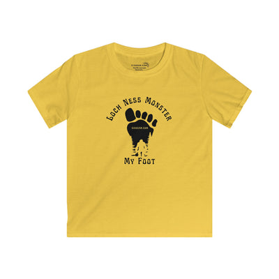 Kid’s T-Shirt “Loch Ness Monster My Foot” | by 515Gear.com | Bigfoot cruising through the forest! 