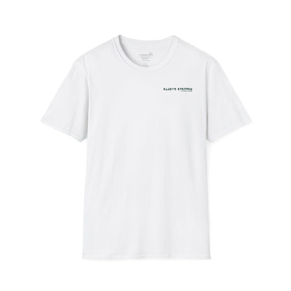 White t-shirt with cartoon Sparty peeing with text Always Spartan