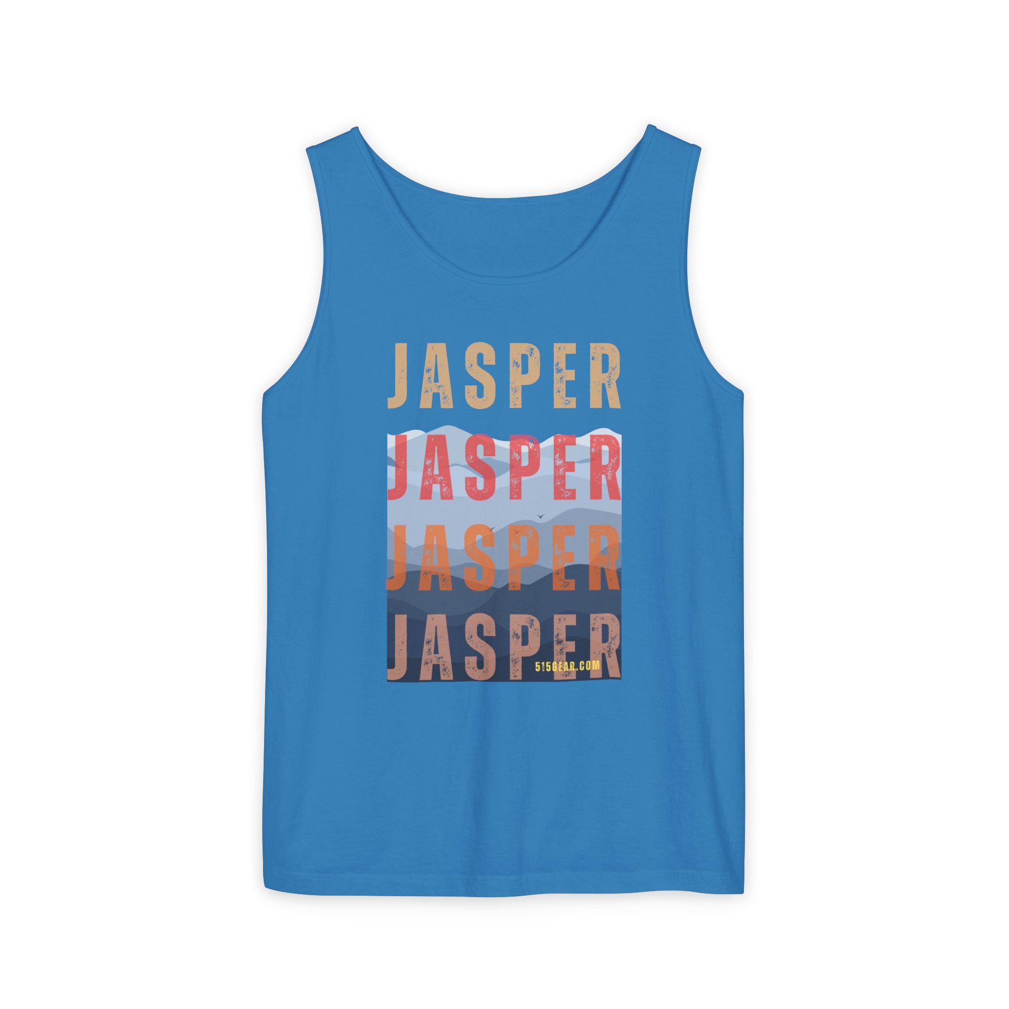 unisex tank-top, Jasper mountain skyline graphic, by 515 Gear | Jasper  GA | soft cotton tank perfect for casual hikes and workouts