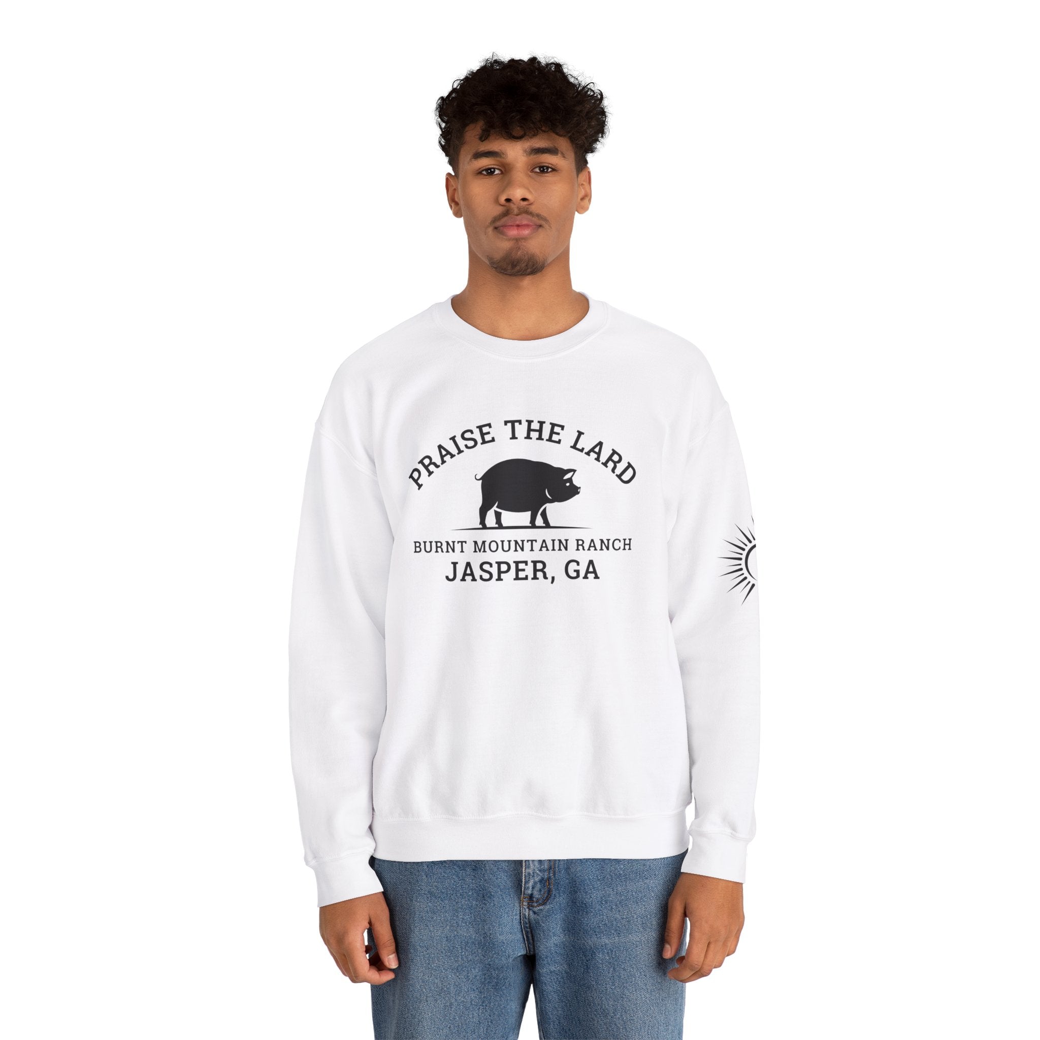 Jasper, Praise the Lard, Burnt Mountain Ranch - Heavy Blend™ Crewneck Sweatshirt