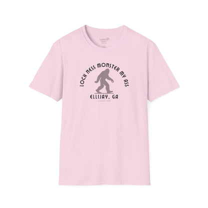 Unisex Bigfoot T-shirt with 'Loch Ness Monster My Ass’ text Ellijay GA funny cryptid graphic by 515 Gear