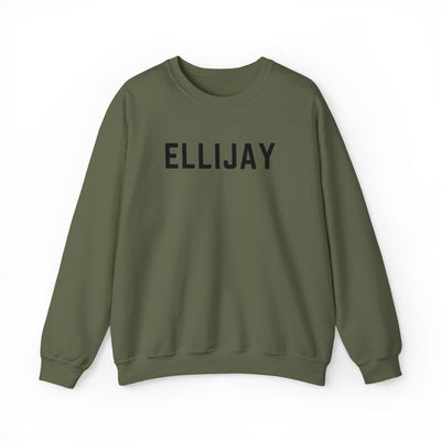 Green sweatshirt with 'ELLIJAY' embroidered in black