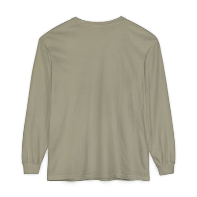 Olive long-sleeve shirt on a white background