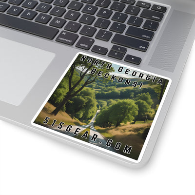 North Georgia Beckons! Square Sticker — Scenic Summer Mountain Travel Decal