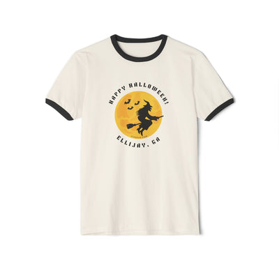 Moonlit Witch Ride – Happy Halloween from Ellijay, GA Cotton Ringer T-Shirt