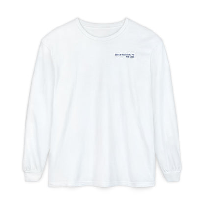 White unisex Comfort Colors long-sleeve shirt with text Beech Mountain - The 5506 on the front