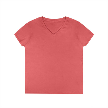 Azalea women's v-neck tee - has a winking smiley face and "never better - Ellijay GA" on the back 