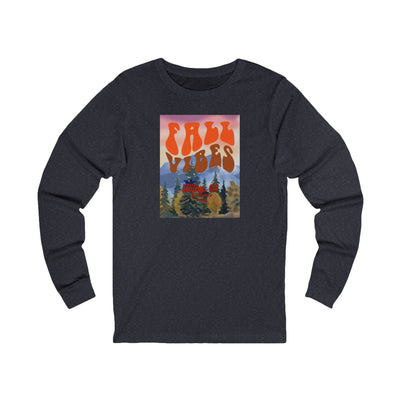 Black long-sleeve shirt with outdoors graphic and text  'Fall Vibes Ellijay GA - Apple Capital of Georgia" 