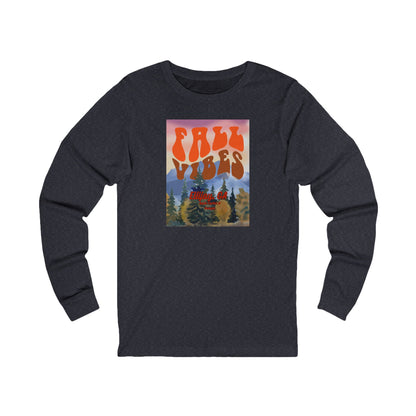 Black long-sleeve shirt with outdoors graphic and text  'Fall Vibes Ellijay GA - Apple Capital of Georgia" 