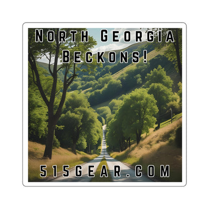 North Georgia Beckons! Square Sticker — Scenic Summer Mountain Travel Decal