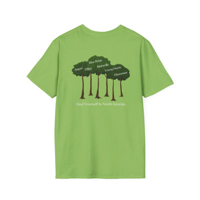 unisex adult T-shirt, Tree Graphic, by 515Gear.com, Find yourself in North Georgia!