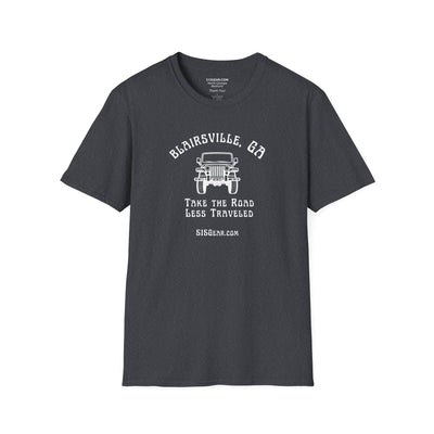 Unisex Adult T-shirt, cool Jeep Graphic, by 515Gear.com | Blairsville, GA | Take the Road Less Traveled