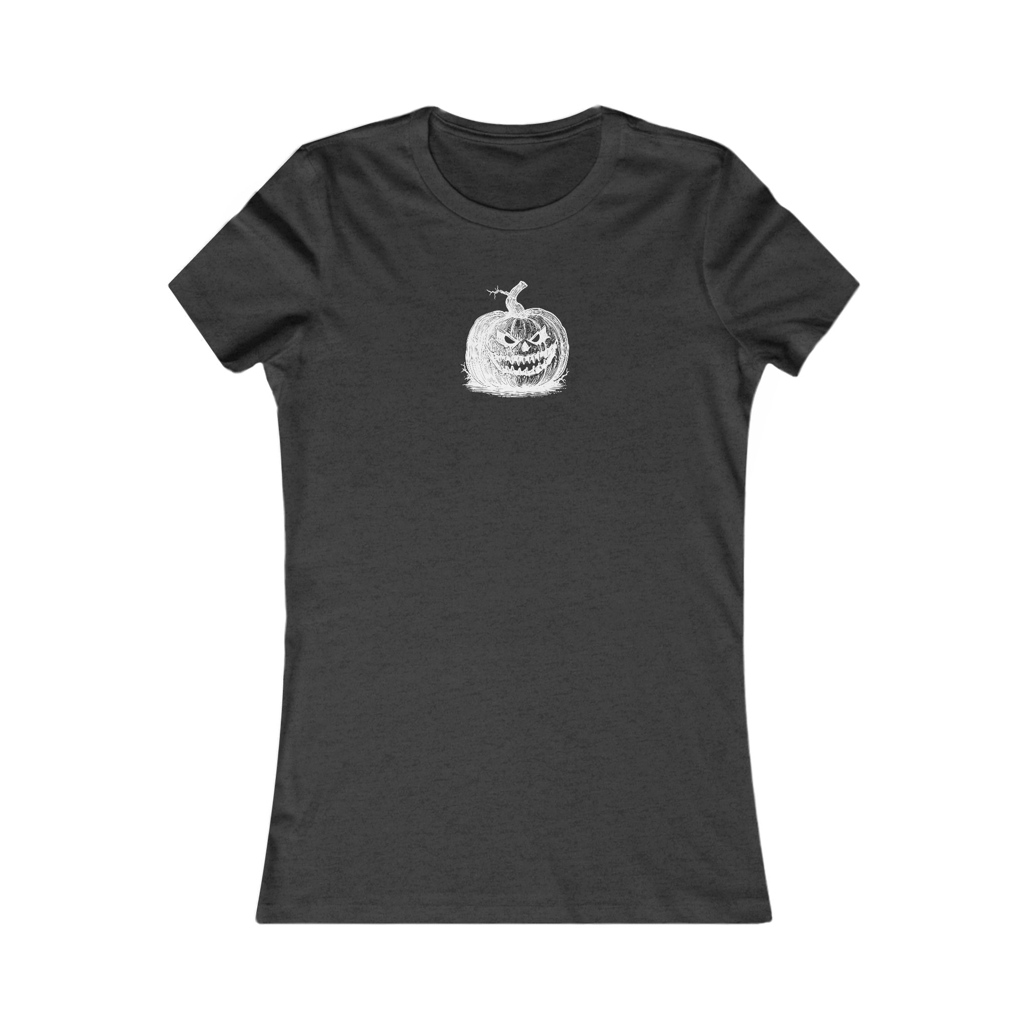 Grey Heather t-shirt with a white halloween jack-o-lantern pumpkin graphic by 515Gear.com