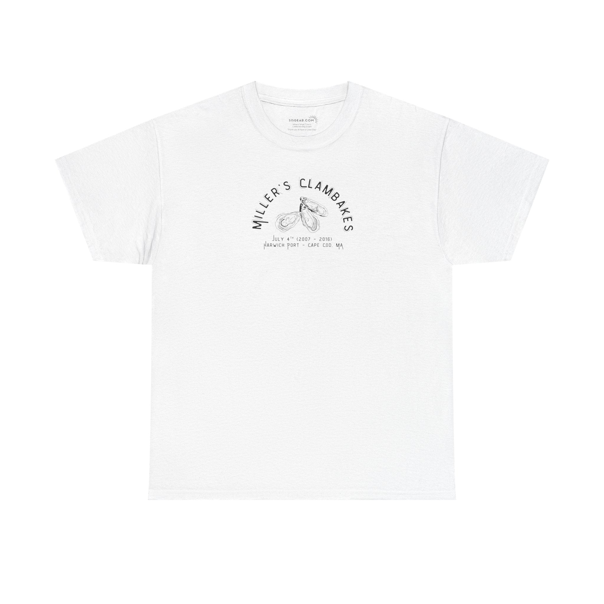 Oysters & Miller’s Clambakes - Harwich Port MA Unisex Heavy Cotton Tee