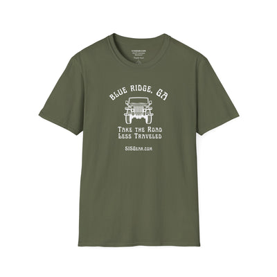 Unisex Adult T-shirt, cool Jeep Graphic, by 515Gear.com | Blairsville, GA | Take the Road Less Traveled