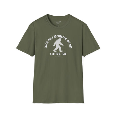 Unisex Bigfoot T-shirt with 'Loch Ness Monster My Ass’ text Ellijay GA funny cryptid graphic by 515 Gear
