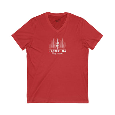 Women’s V-Neck T-shirt, Play Outside, by 515Gear.com | Jasper, GA | Forest themed 