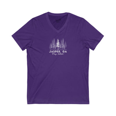 Women’s V-Neck T-shirt, Play Outside, by 515Gear.com | Jasper, GA | Forest themed 