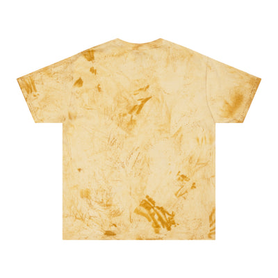 Beige tie-dye t-shirt on a white background