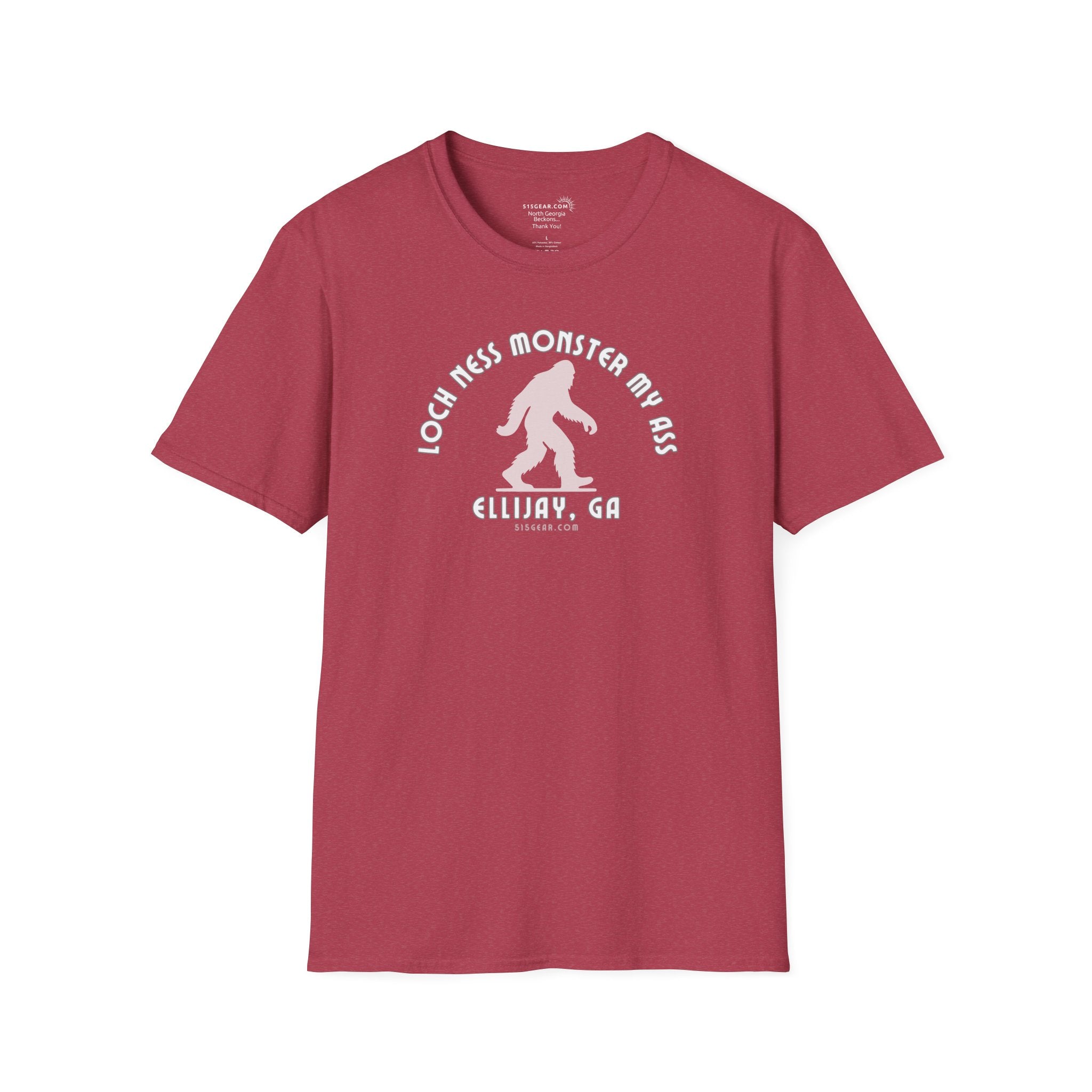 Unisex Bigfoot T-shirt with 'Loch Ness Monster My Ass’ text Ellijay GA funny cryptid graphic by 515 Gear