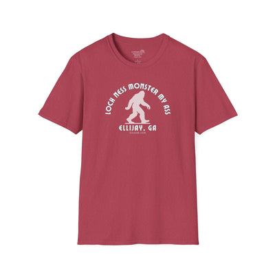 Unisex Bigfoot T-shirt with 'Loch Ness Monster My Ass’ text Ellijay GA funny cryptid graphic by 515 Gear