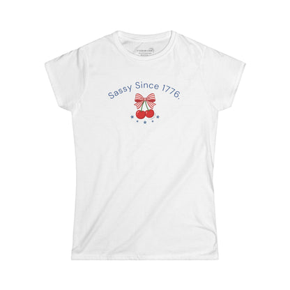 July 4th Collection - Sassy Since 1776 - Women’s Short Sleeve V-Neck Softstyle Tee