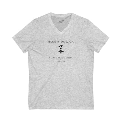 Women’s V-Neck T-shirt, Little Black Dress graphic, 515Gear.com | Blue Ridge, GA | celebrate casual wear 