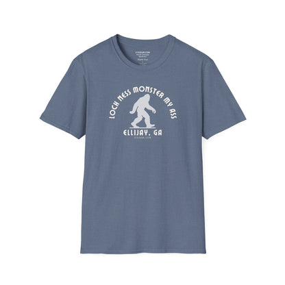 Unisex Bigfoot T-shirt with 'Loch Ness Monster My Ass’ text Ellijay GA funny cryptid graphic by 515 Gear