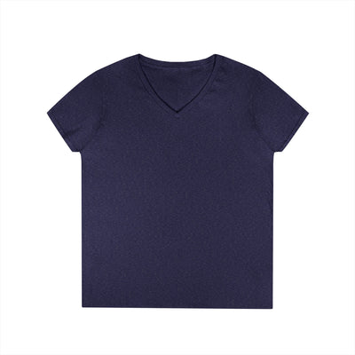 navy women's v-neck tee - has a winking smiley face and "never better - Ellijay GA" on the back 